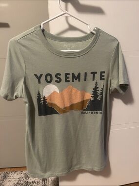 Zoe + Liv light Sage Green Yosemite Mountain Graphic Tee